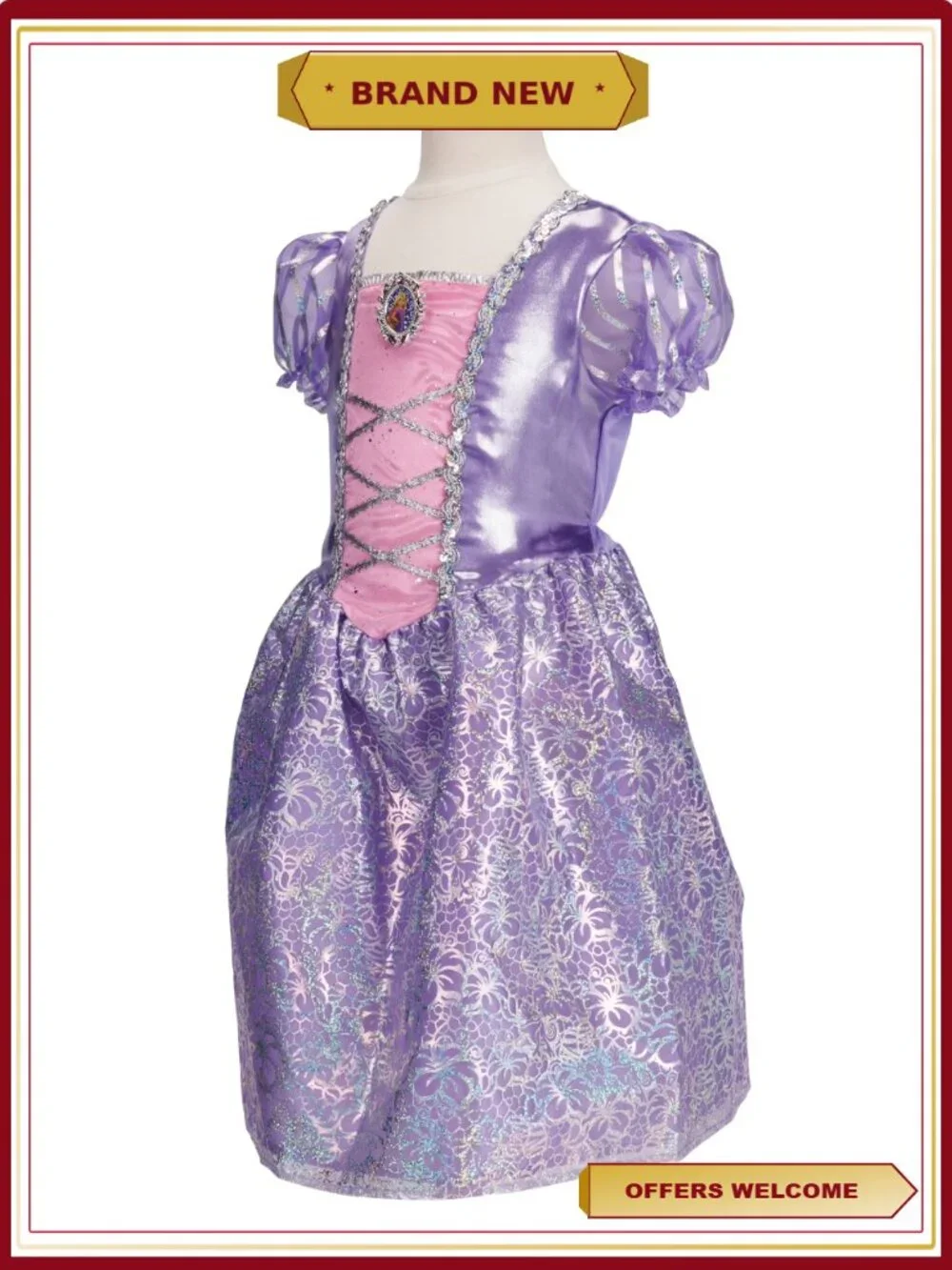 Disney Princess Rapunzel Play Dress Costume Pretend Play Child Size 4-6X
